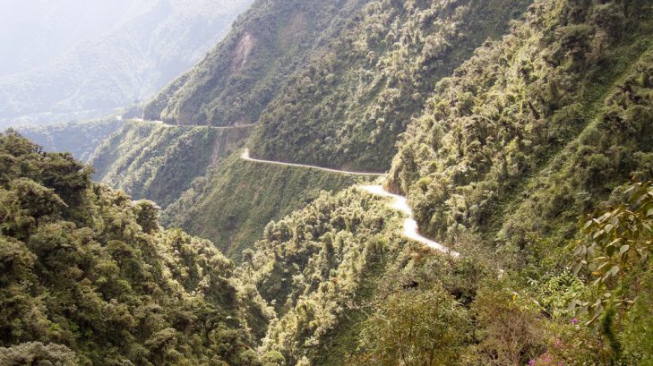 The North Yungas Road or El Camino de la Muerte Bolivia