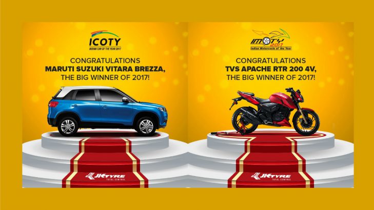 Maruti Brezza Bags Indian Car Of The Year Award, TVS Apache RTR Titled Motorcycle Of The Year