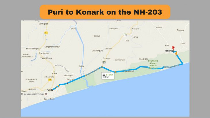 Road trip Puri to Konark on the NH-203