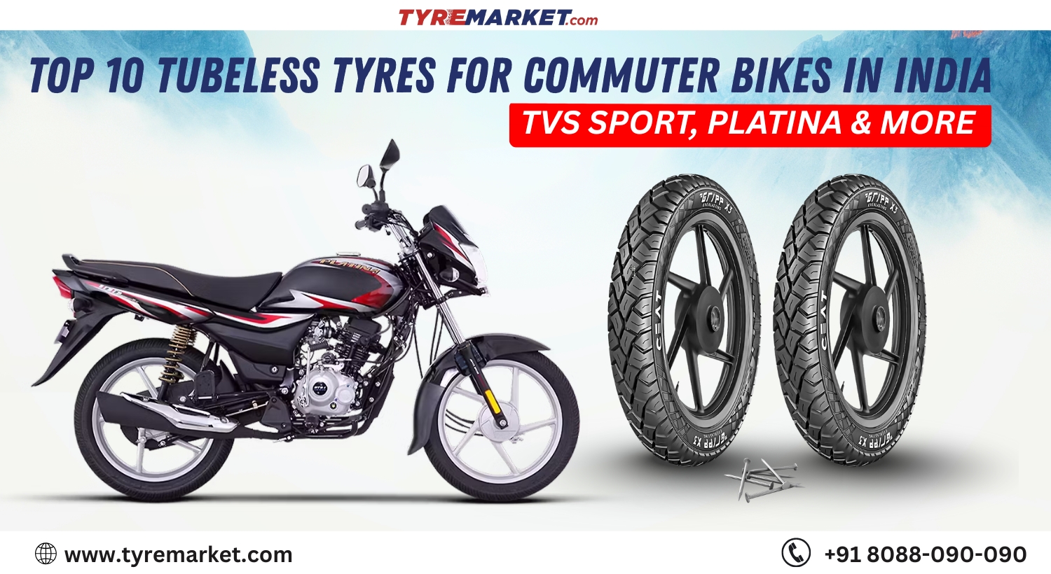 Top 10 Tubeless Tyres for Commuter Bikes in India – TVS Sport, Platina & More