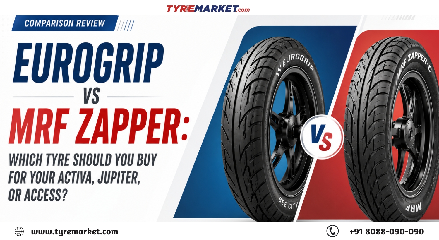 Eurogrip vs MRF Zapper – Which Scooter Tyre is Best for Activa, Jupiter, Access?