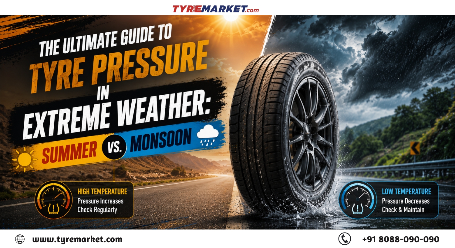 Summer vs Monsoon Tyre Pressure Guide: How Extreme Weather Affects Your Tyres
